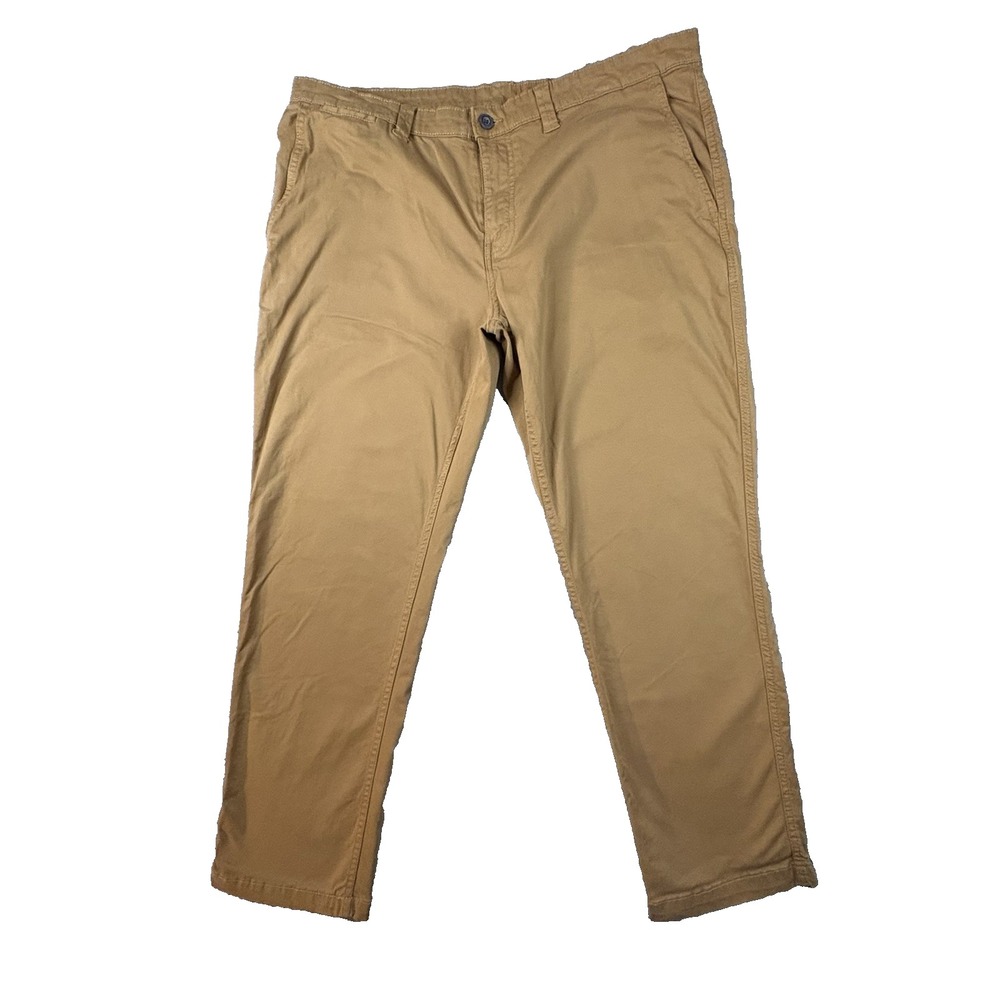 George Men's 40.5x29.25 Brown Slim Straight Chino Pants Stretch Khaki Casual
